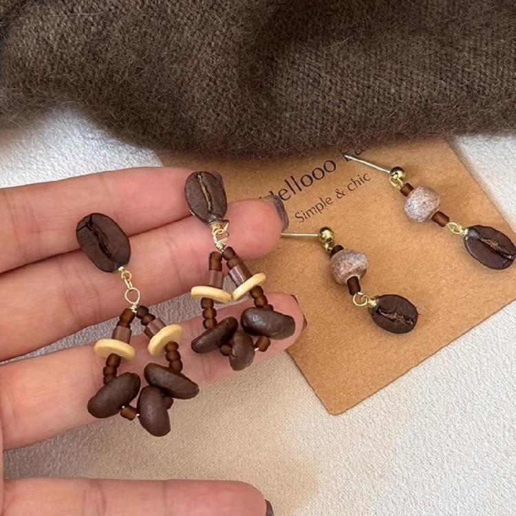 Trendy Coffee Bean Studs Earrings Comfortable Dangle Earrings Accessory Fashion Ethnic Style Jewelry for Coffee Lovers