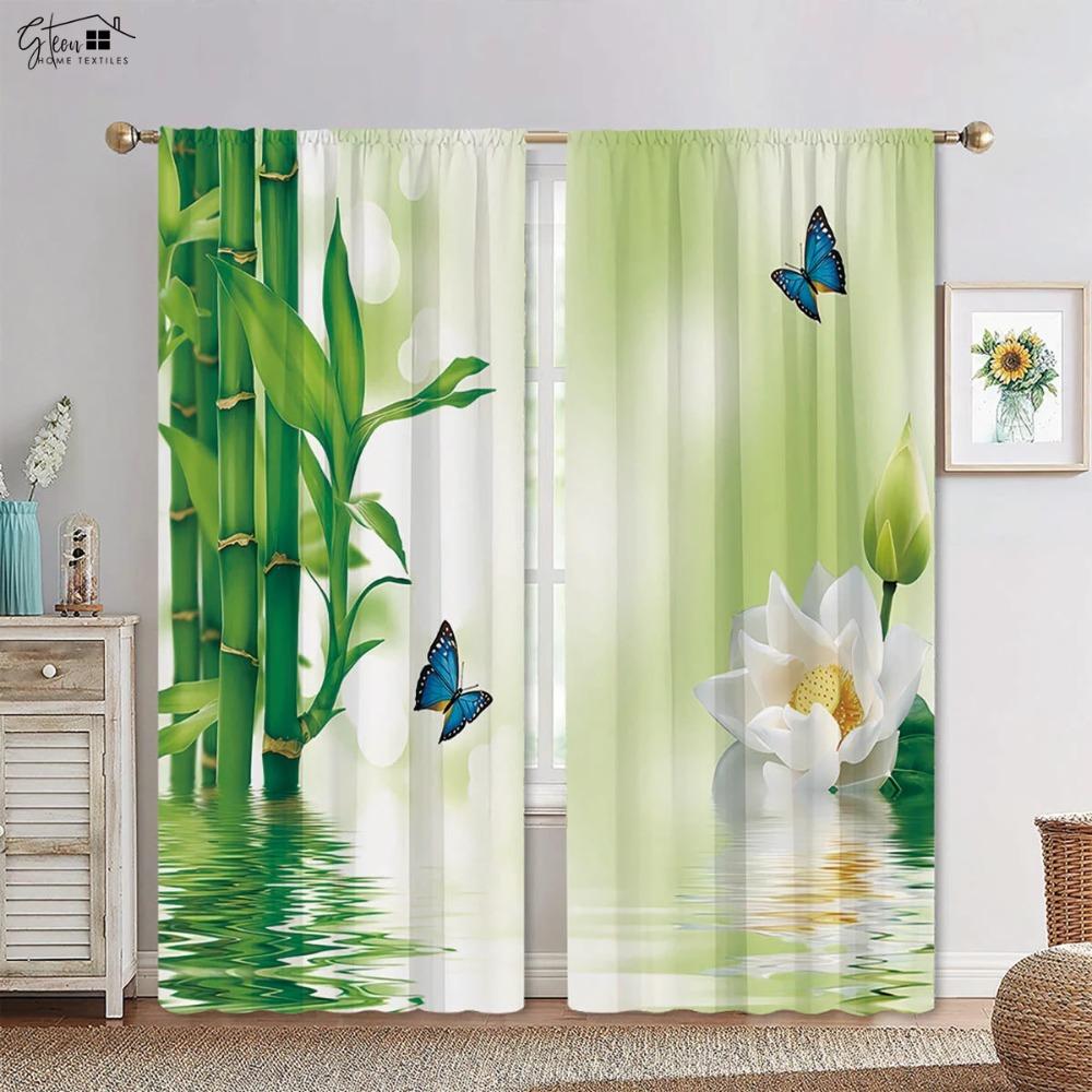 Flower Plant Three D Printing Curtain Rose Tulip Lily Daisy Bamboo Dandelion Fresh Pastoral Light Blocking Heat Insulation Curtain