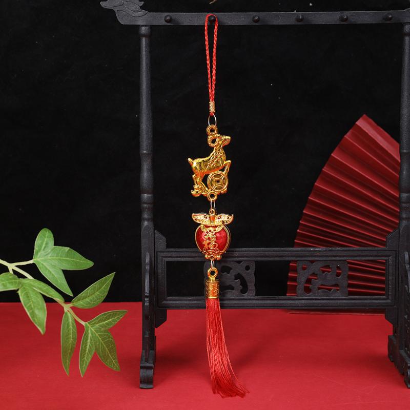 Chinese  Year 2027 Goat Hanging Ornament Red Tassel Cute Lucky Decor For Spring Festival Family Party Gifts