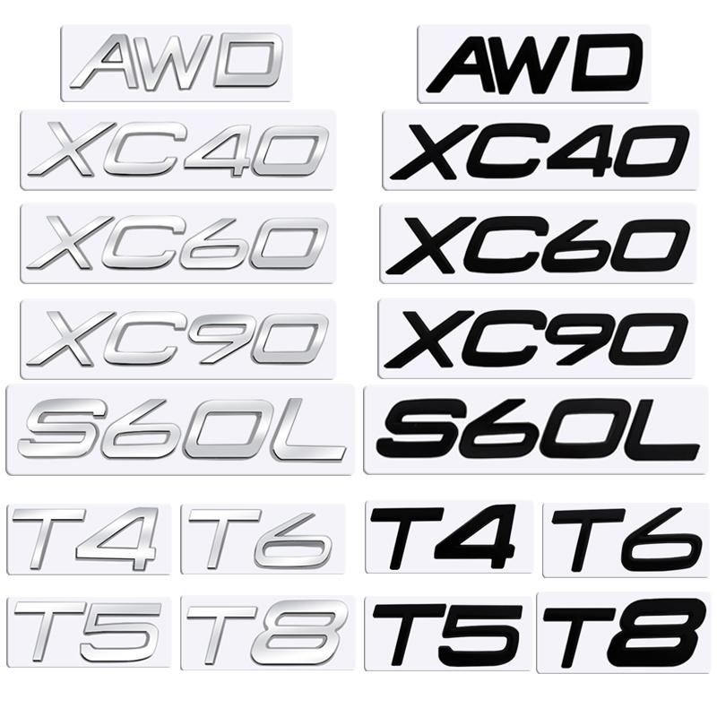 Metal 3D Badge Car Rear Trunk Body Sticker Emblem For Volvo Xc40 Xc60 Xc90 S60L T4 T5 T6 T8 AWD Accessories