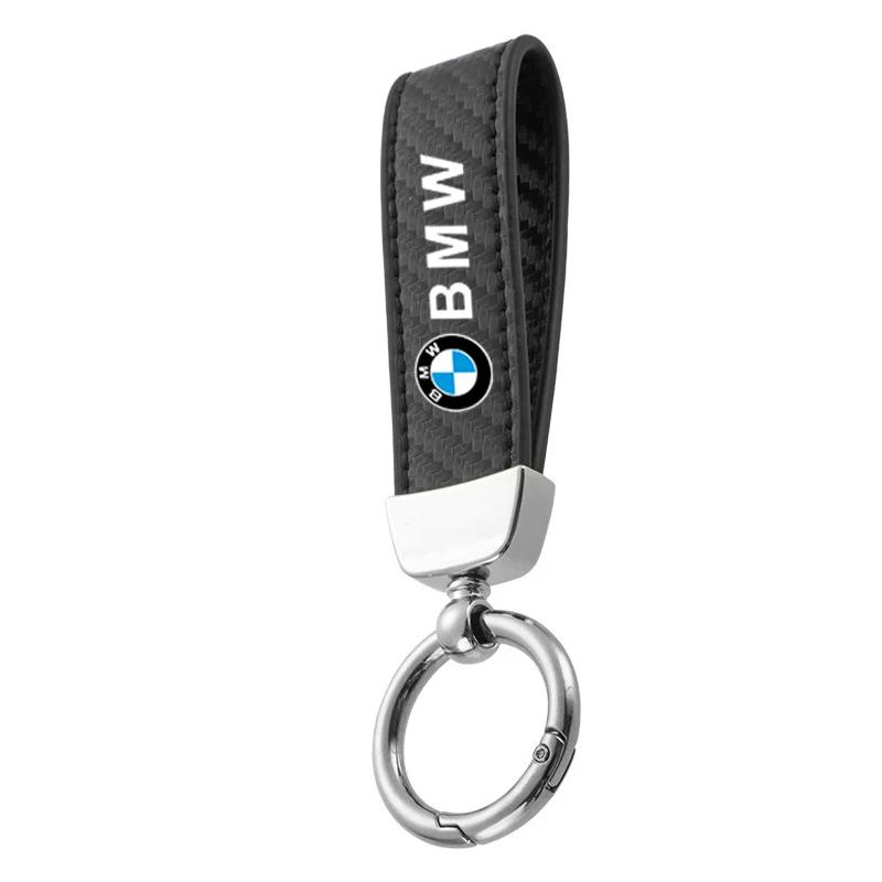 BAAO1 New Carbon fiber Car Keychain Ring Leather Emblem Keyring For BMW 1 2 3 4 5 7Series X1 X3 X4 X5 X6 X7 F10 F20 F30 G20 G30 F