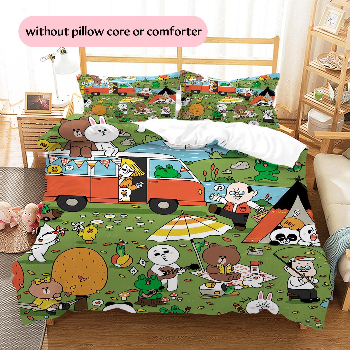 

Brown & Cony Allover Pattern Bedding Home Decoration Birthday & Festival Gift (1 * duvet cover + 2 * pillowcase, without core) 135x200cm