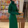 Long-Sleeve High Neck Knit Dress with Wide Leg, Korean Style Inner Dress for Women Autumn Winter
