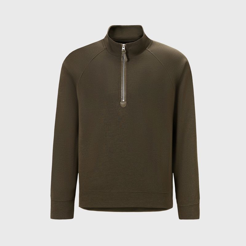 Merino Wool Tencel Lyocell American-Style Light Luxury Half-Zip Stand Collar Sweatshirt for Men, Spring and Autumn Foreign Trade Men's Casual Jacket