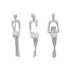 3x Sitting Thinker Statue Sitting Posture Figurine for Table Bookcase Decor