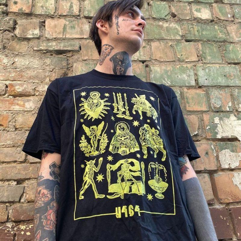 

Americanstyle High Street Retro Shortsleeved Creative Trendy Brand Streetwear with Unique Personality Vibe Vintage Feel 4XL