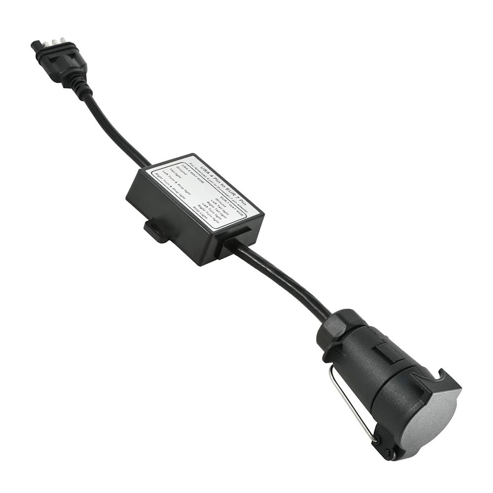 1Pc Trailer Light Converter American 4-Way Flat Plug to 7‑Pin European Round Plug Connector Stop/Brake Signal Separating