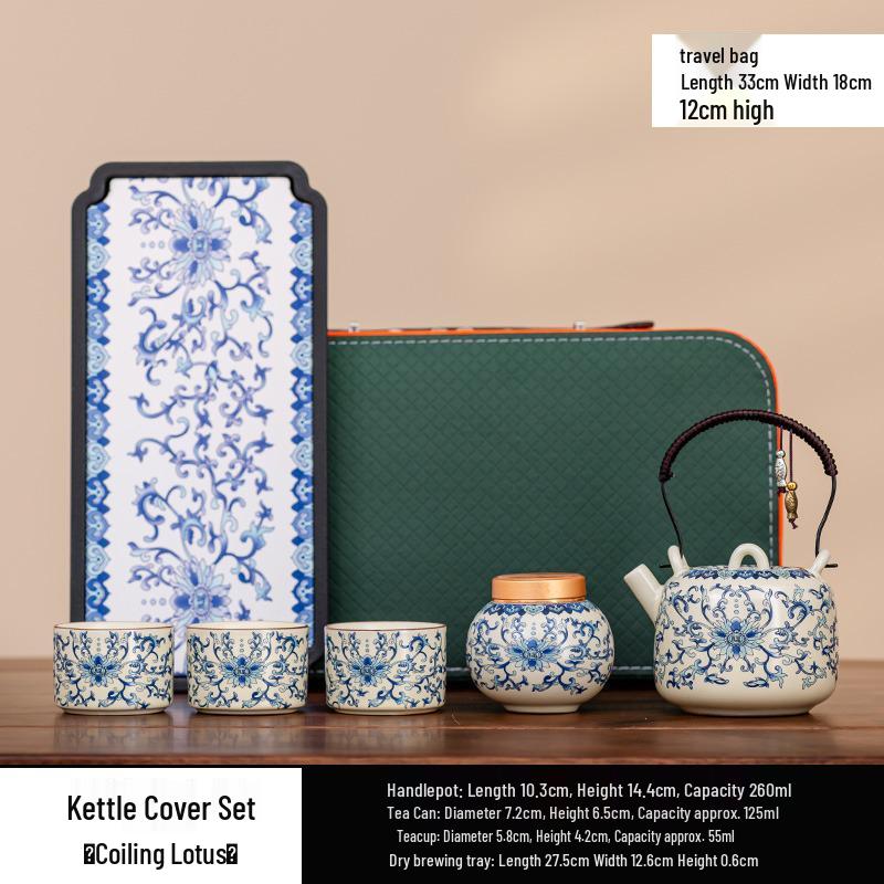 Portable Gongfu Tea Set with Kiln Handle: Travel Tea Brewer, 1 Pot, 3 Cups