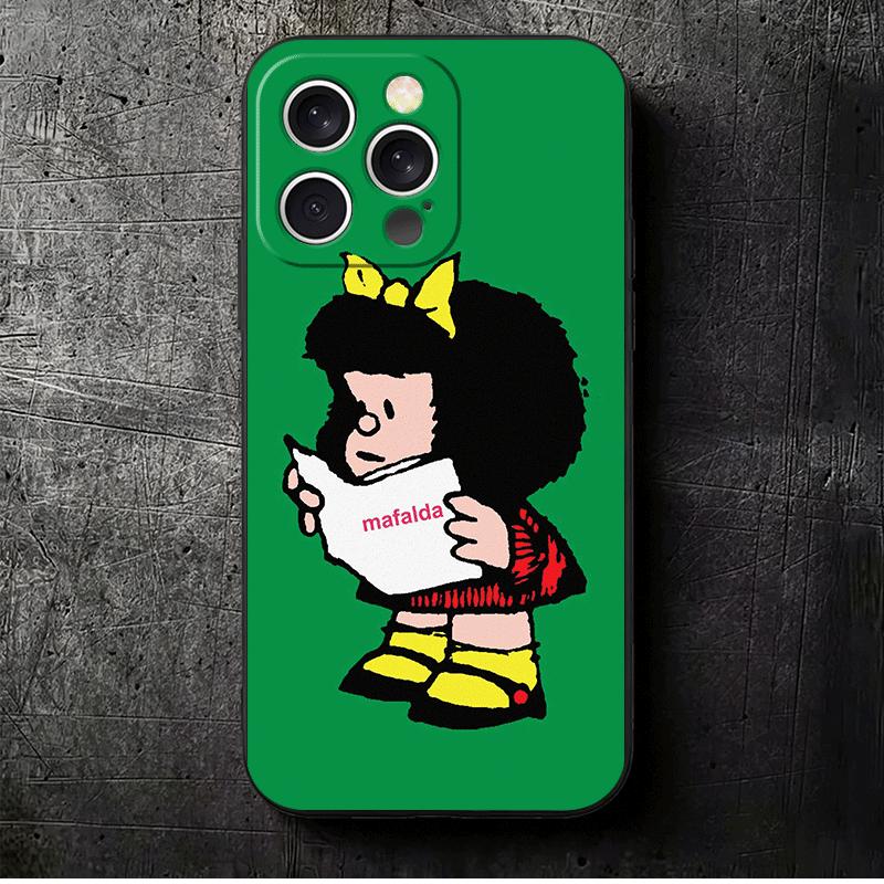 

Mafalda Cartoon Cute Soft Phone Case for iPhone 16 16E 17 Air 15 Pro Max 14 Plus 13 Mini 11 12 7 Black Cover Back Shell iPhone 12