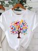 (Asian Size) T Shirt Tee Top Clothing Fashion Women Casual Printed Lady Watercolor Flower Cute Female Graphic  Short Sleeve T-shirts
