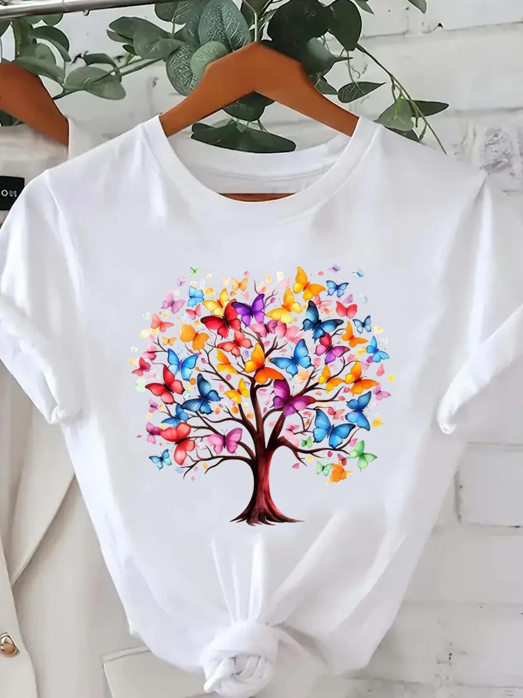 

(Азиатский размер) Футболка Футболка Топ Одежда Мода мультяшный милый 90-е Женская Повседневная С принтом Леди Женский Графический С коротким рукавом Футболки S