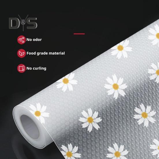Cabinet Shelf Liner Drawer Mat Non Adhesive Waterproof Flower Print Kitchen Cabinet Liners Reusable Shelf Liners for Pantry Cupboard Dresser Bathroom