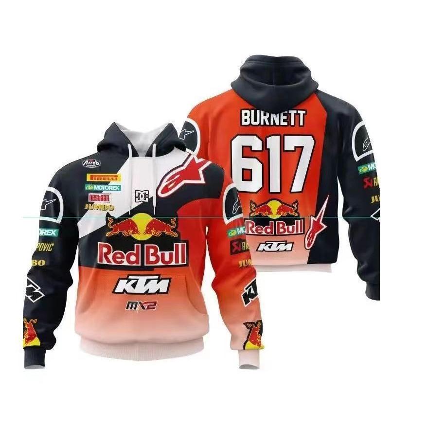American High Street Men's Autumn Racing and Motorcycle Wear, Red Bull Niche Style, Versatile Top, New Printed Long-sleeved Style