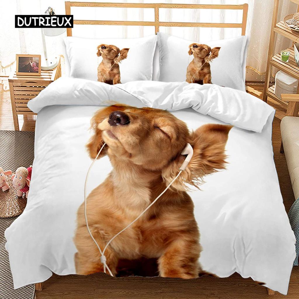 

Комплект підодіяльника Голден Ретривер для хлопчиків з принтом домашніх тварин, двоспальний, мікрофібра, постільна білизна з принтом тварин, ковдра з собаками EU single(135x200cm)