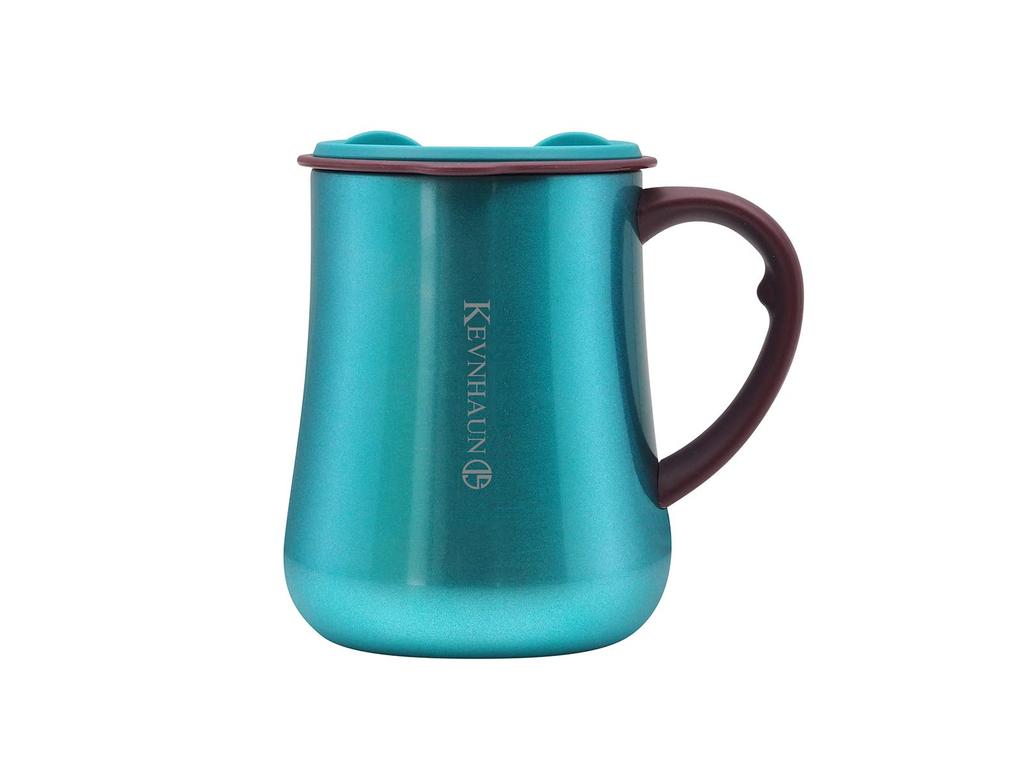 Kevnhaun Stainless Steel Mug with Lid 450ml Teal Turquoise Double Vacuum Wall Drink with Lid on Slide Lid Keeps Hot and Cold Cold Stainless Steel Cup