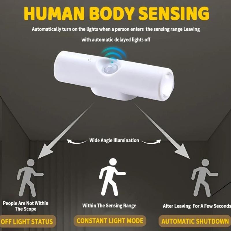 Lampă de perete magnetică reîncărcabilă cu LED, senzor de mișcare, lumină de culoare, lumină de noapte, lumini automate pentru cameră