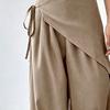 Yousheng Women Long Pants, Oversized Wide Leg Trousers with Apron Decor, Pure Color Elastic Waist Casual Pants for Daily Commuting