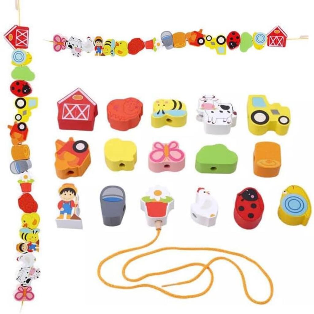 NOANOA Wooden Stringing Toy Vehicle Transportation Classic Finger Bead Boys and Colorful Christmas Ages 8 and Up Set, Series, Training, Play, Girls,