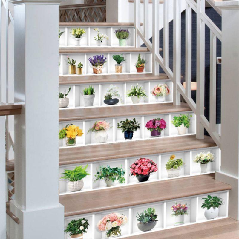 6pcs/set Potted Plant Staircase Stair Riser Floor Sticker Adhesive DIY S top sale