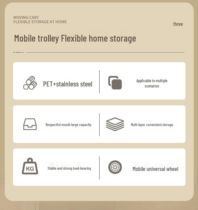 Przezroczysta mobilna wielowarstwowa półka-wózek do sypialni