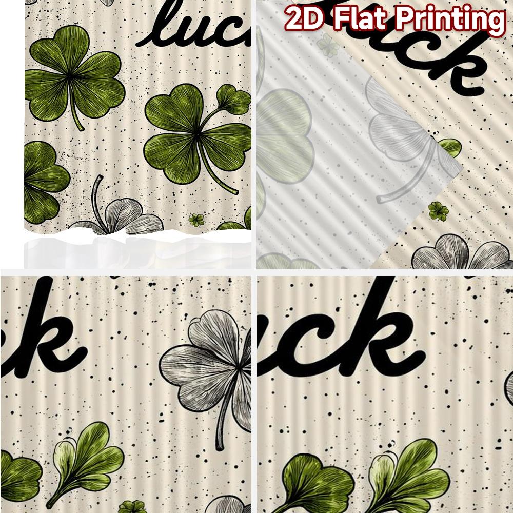 2D FLAT PRINTING 2pcs Curtains (Without Rod) St. Patrick's Day Clovers Light Filtering Chic Curtains Durable Polyester Curtains