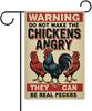 Warning Do Not Make The Chickens Angry They Can Be Real Peckrs Garden Ag, Festive Outdoor Decoration, Double-sided Linen P GGX