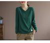 Women's Korean V-Neck Long Sleeve T-Shirt, Loose Fit, Slimming, Plus Size, Casual Versatile Top for Spring and Autumn