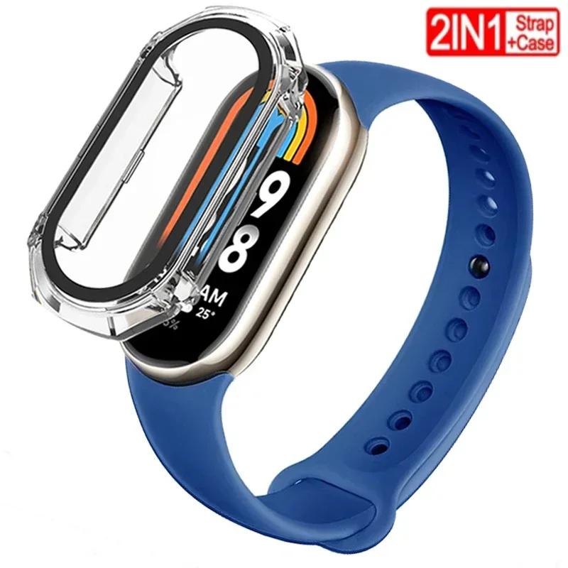 2 PACK Silicone Strap+case For Xiaomi Mi band 8 Replacement miband8 sport Bracelet Accessories smart band 8 waterproof cover