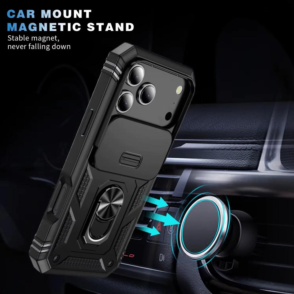 Ring Holder Cameara Protective Phone Case for Apple iPhone 17 Air 16 15 14 13 12 11 Pro Max XS XR Plus with Bumper Cover