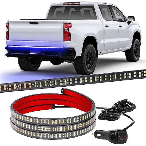 XRIDONSEN 48 Inch Truck Tailgate Strobe Lights Strip Rear Window Lights 288 LED Tail Emergency Light Bar Amber White Flashing Warning Hazard Safety