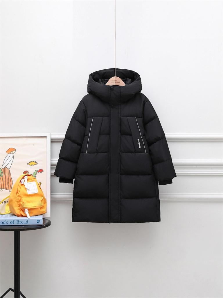 2025 Kids' Fashionable Mid-Length Hooded Down Jacket - Thickened White Duck Down for Girls