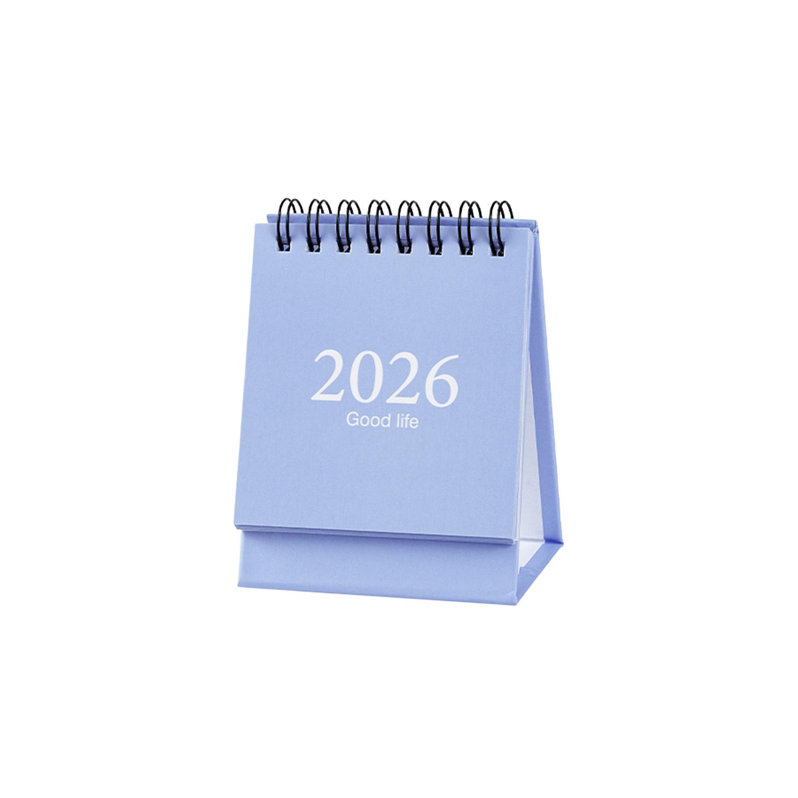 

2026 Minimalist Solid Color Desk Calendar Portable Small Tabletop Ornament Office Home Decorative Compact Daily Organizer One Size синій