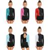 Girls Gymnastics Leotard Mock Neck Mesh Sleeve Rhinestone Color Block Dance Shorts Headband Set