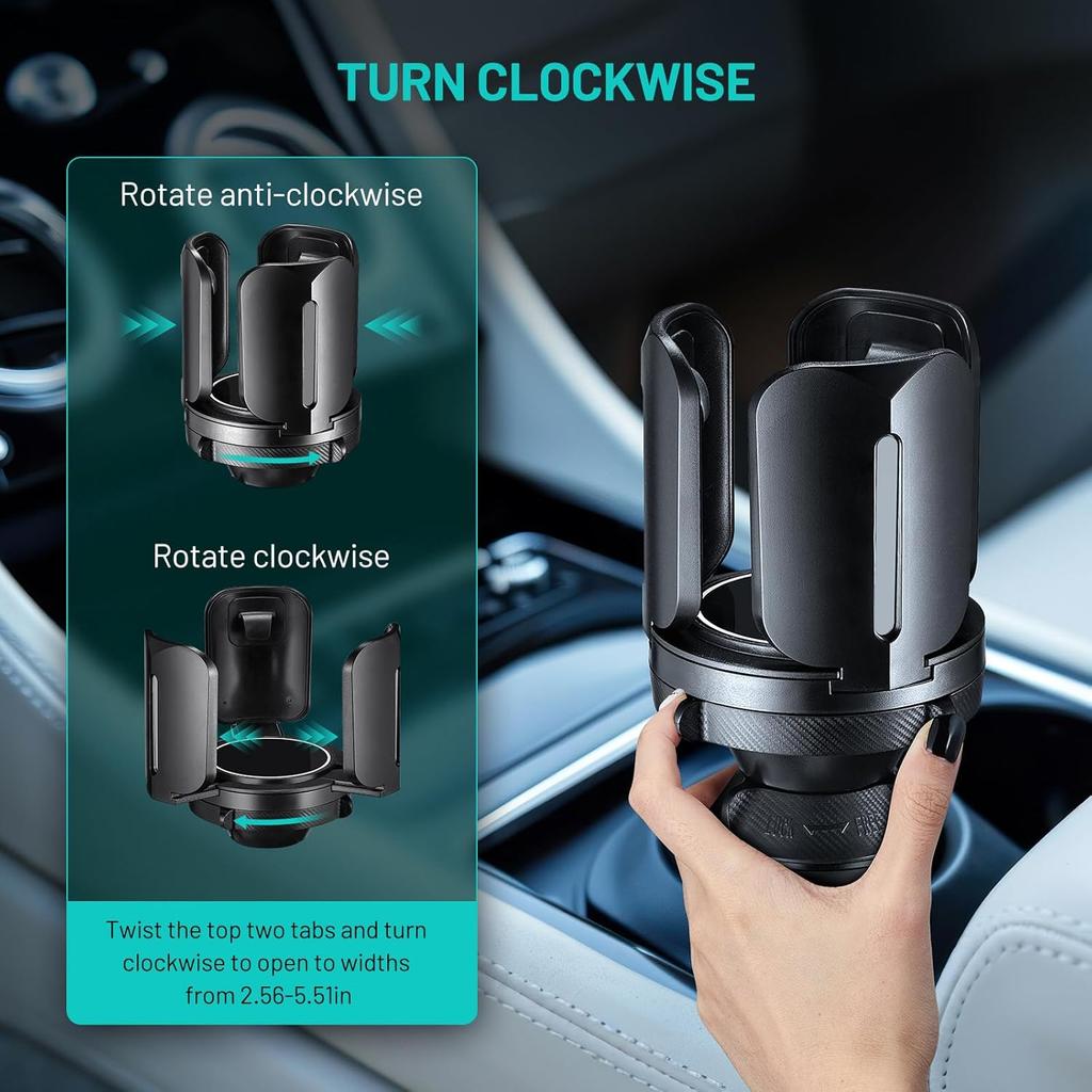 2 Pack Car Cup Holder Expander Adapter (Adjustable) This Hill All Purpose Cup Holder Expander For Car With Rubber Fits Less Than 5.51" Large Bottles