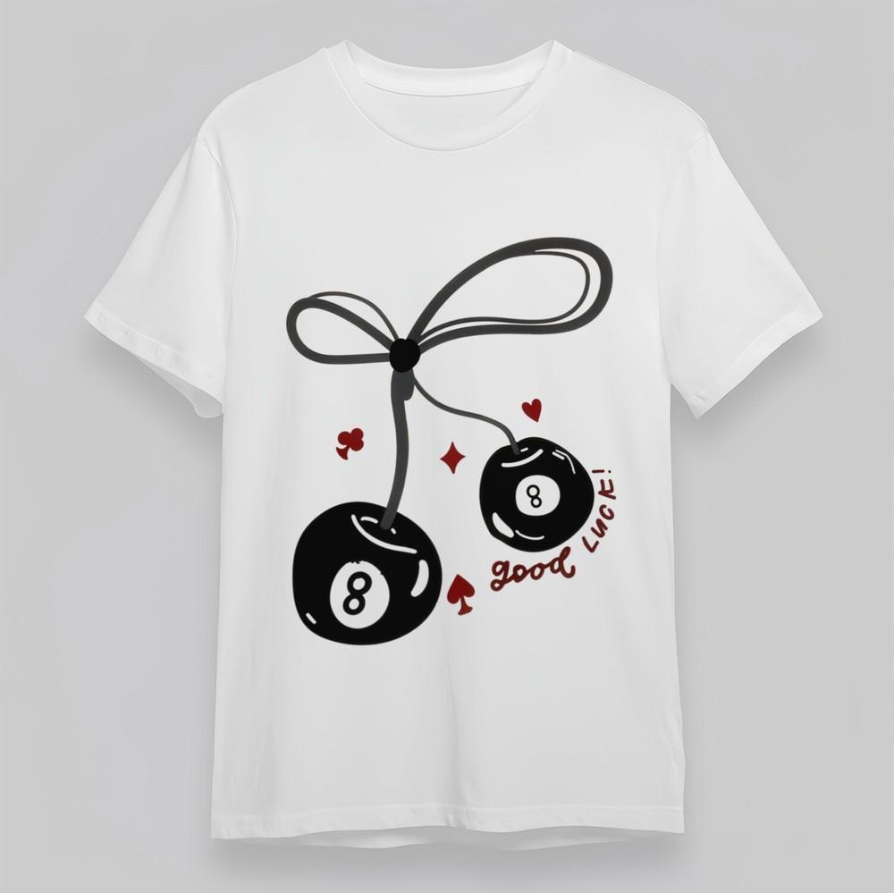 

Women s T-shirt With Playful 8 Ball Luck Design Unisex 100% Cotton Oversize Tops 4XL
