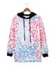 Azura Exchange Leopard Drawstring Hoodie with Colorful Splicing