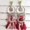 Boho Geometric Tassel Earrings: Ethnic Style, Retro Personality, Long Dangle Ornaments.