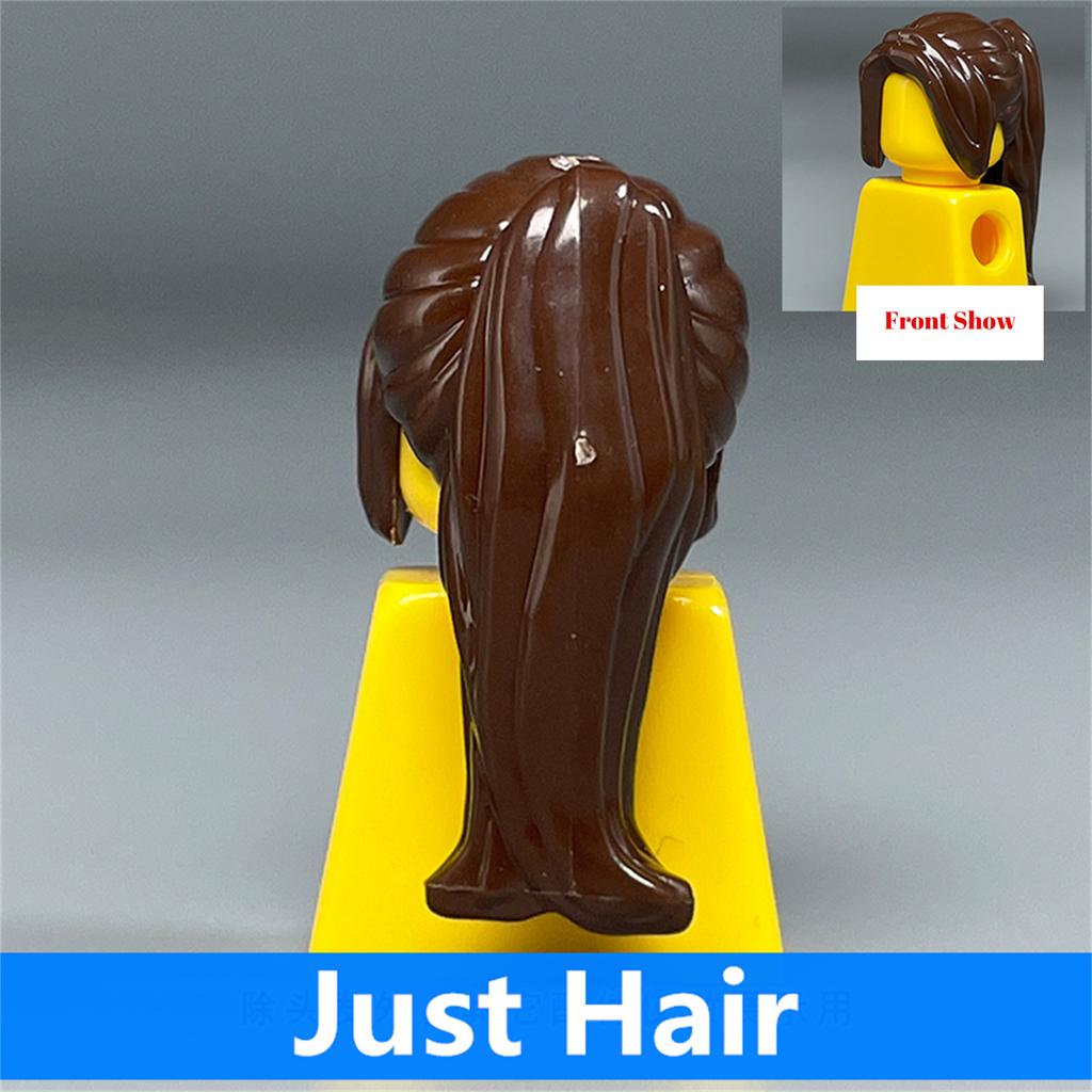 Non-Toxic 10Pcs Moc Bricks Female Children Hairs High Ponytail For 4Cm Figure Wear Head Body Parts Accessories Diy Building Blocks Kids Toys