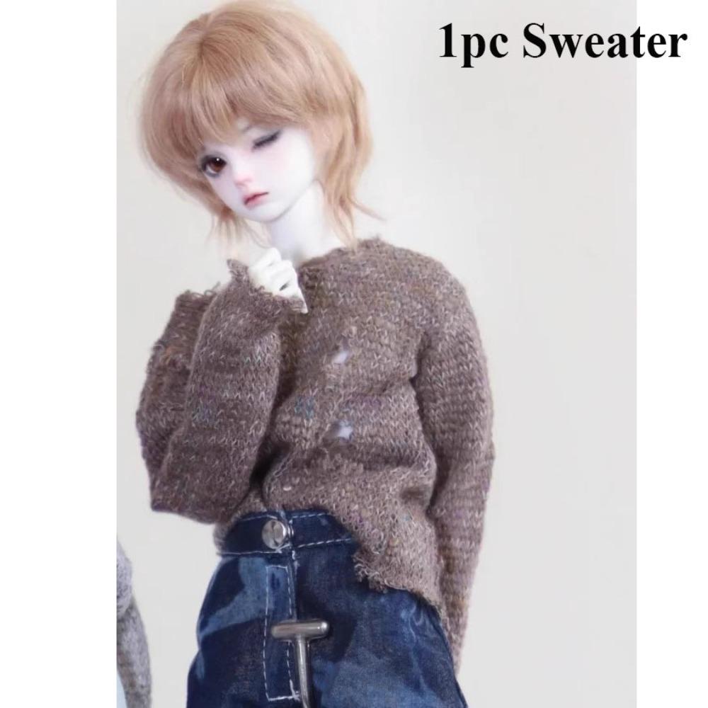 

Милий міні-светр для ляльки, в язаний, елегантний одяг для ляльки, штани, топи з круглим вирізом для ляльок BJD 1/4 45 см Coffee Sweater