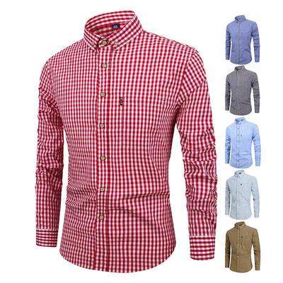 Stampa digitale 3D camicia da uomo primavera e autunno cotone traspirante a maniche lunghe a quadri uomo casual
