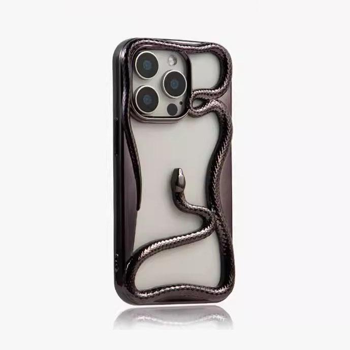 

Matte 3D Hollow Snake Soft Phone Case For iPhone 17 Air 16 11 12 13 14 15 Pro Max Plus Plating Heat Dissipation Cover Funda iPhone 11 Pro