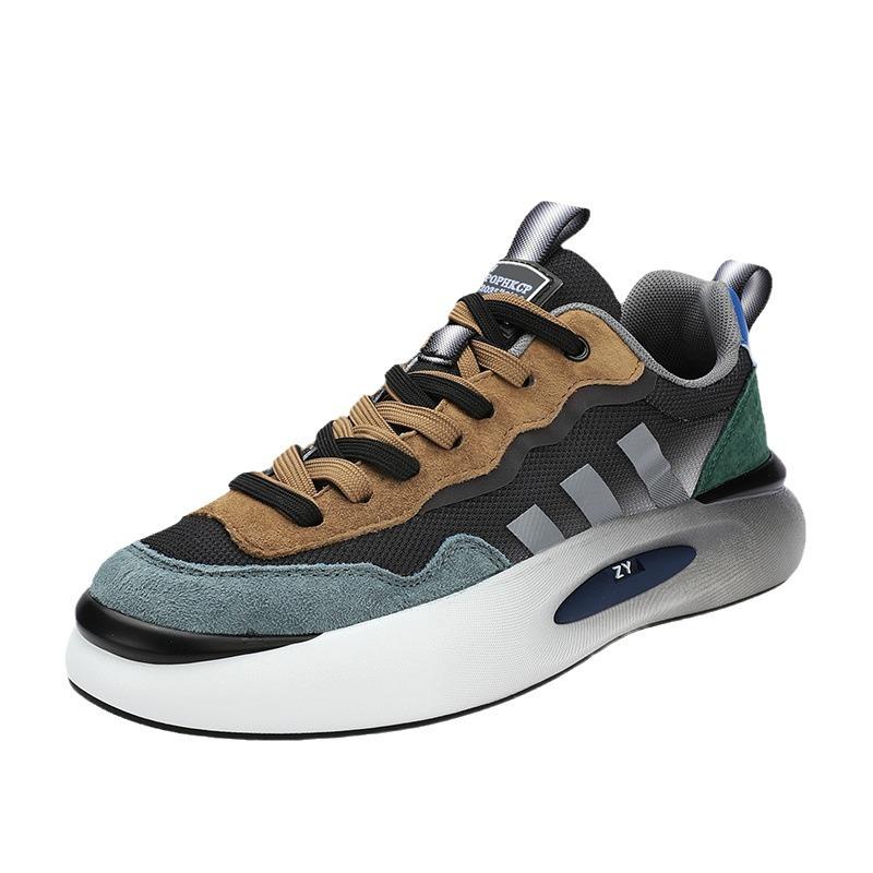 Retro Men's Shoes Leather Mesh Casual Matte Lightweight Spring and Summer Running Dad Sneakers