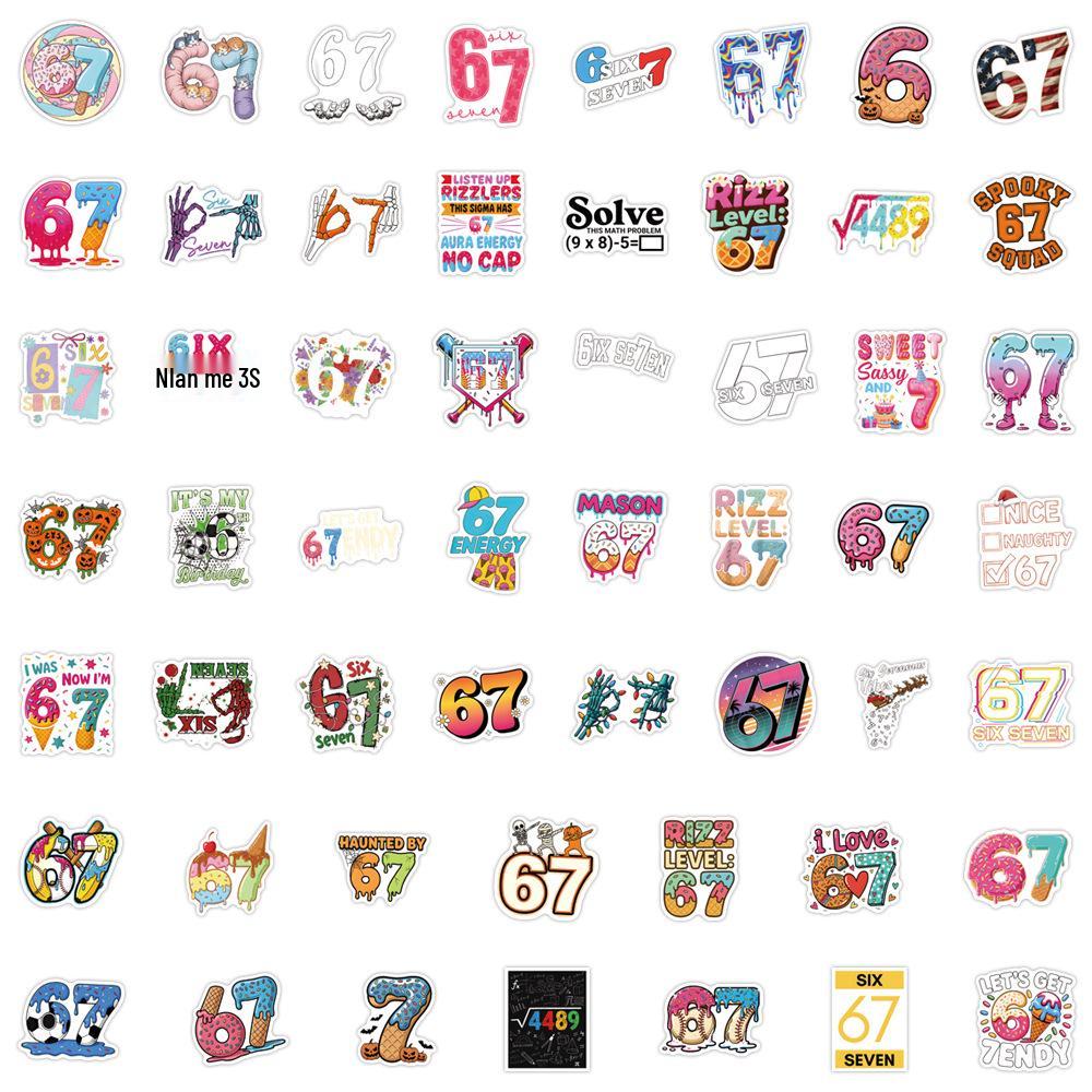 

67 Funny Cartoon Stickers - 50-Pack for Journals, Water Bottles, Computers, and More - Waterproof Stationery Decorations