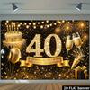 2D-Ebene 40. Geburtstag Party Banner Hintergrund - Schwarz-Gold-Thema 40. Geburtstag, mit strassbesetzter Zahl 40 und yzb