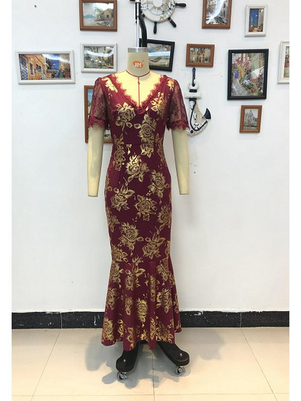 2025 Elegant European & American Women's Spring/Summer Hot Stamping Dress