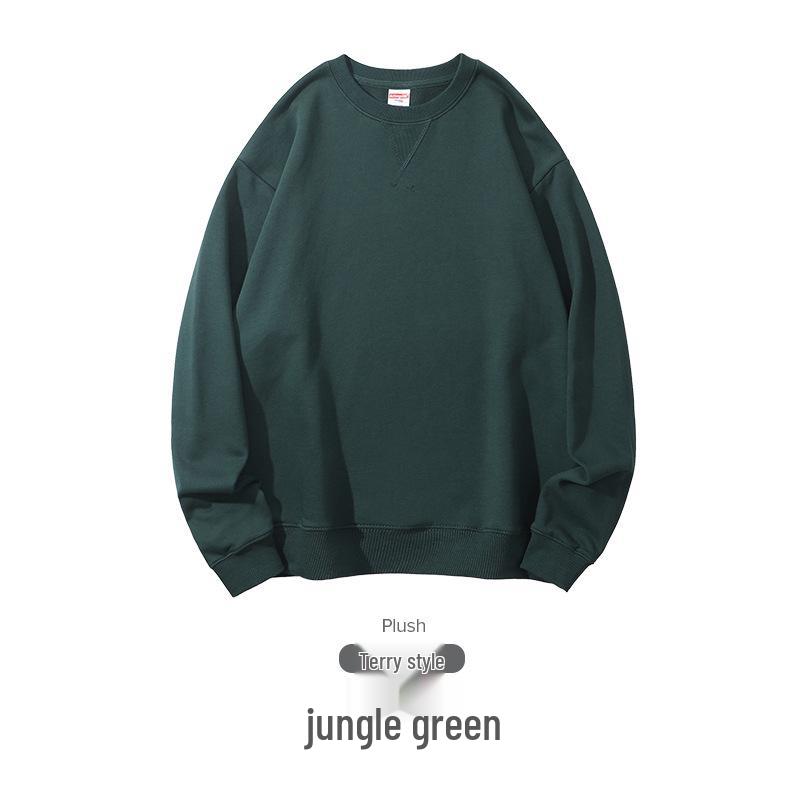 Felpa Girocollo Oversize Pesante da 380g in Puro Cotone, Colore Unito, Stile Primavera/Autunno, con Logo/Testo Personalizzato Stampato.