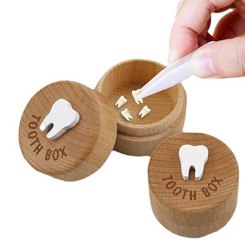 Wooden Baby  Baby Tooth Box Children's Baby Tooth Storage Box Commemorative Baby Hair Umbilical Cord Collection Box