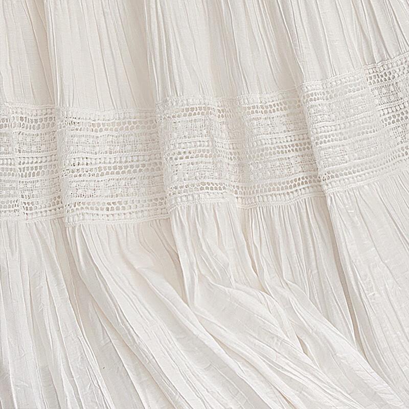 Sisbisa A-Line Hollow-Out High-Waist Midi Skirt