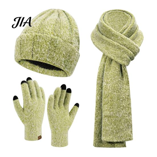 Unisex Stretchy Knit Hat Winter Scarf Gloves Set for Women, Warm Knitted Hat, Touch Holiday Gift Friends And Family Screen Gloves, 71 Inch Scarf, Cozy