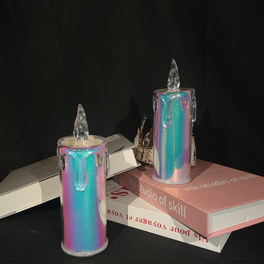 LED Flameless Candles Light Clear Crystal Candlestick Realistic Battery Operated Candle Lamp for Wedding Christmas Decoration